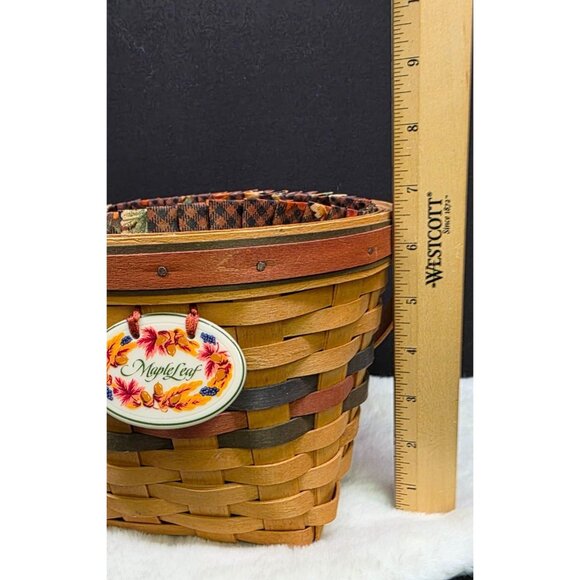 Vintage Longaberger "Shades of Autumn" Maple Leaf Basket w Liner and Protector - Picture 9 of 10